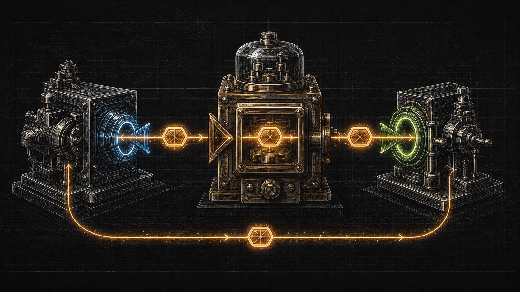 One click token completing a server-to-server conversion loop through three differently shaped tracking relays